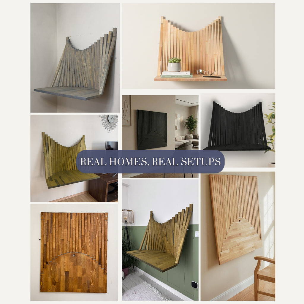 Brown Parametric Flow Wall Desk – Folding Wall Mounted Desk