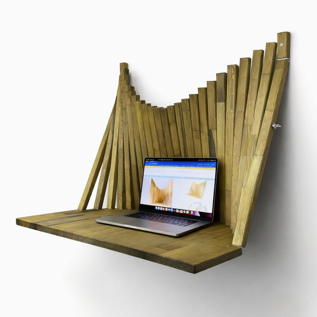 Oil Green Parametric Flow Wall Desk – Folding Wall Mounted Desk