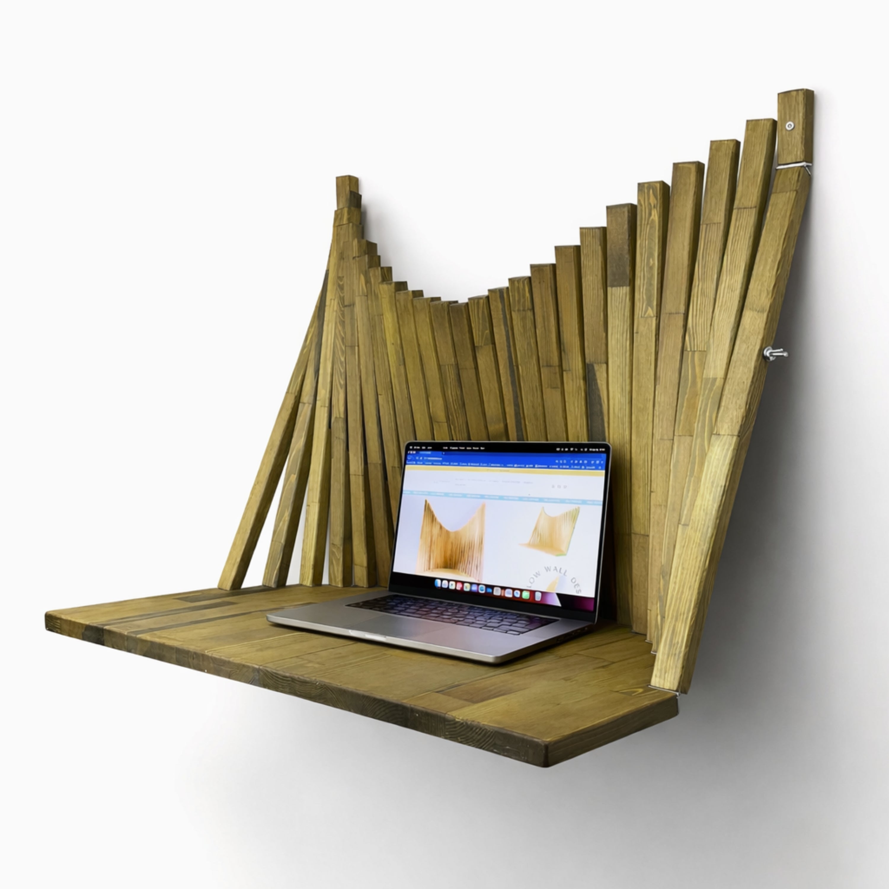 Oil Green Parametric Flow Wall Desk – Folding Wall Mounted Desk