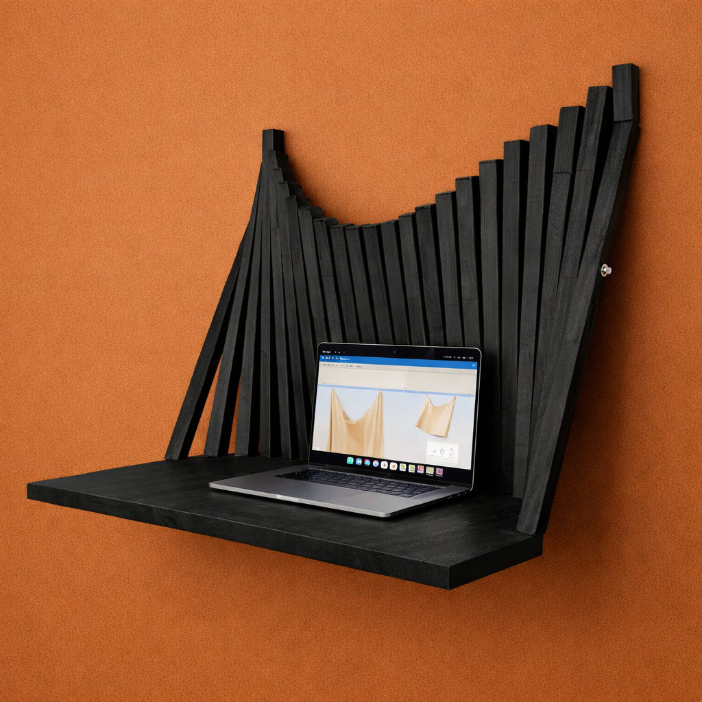 Black Parametric Flow Wall Desk – Folding Wall Mounted Desk