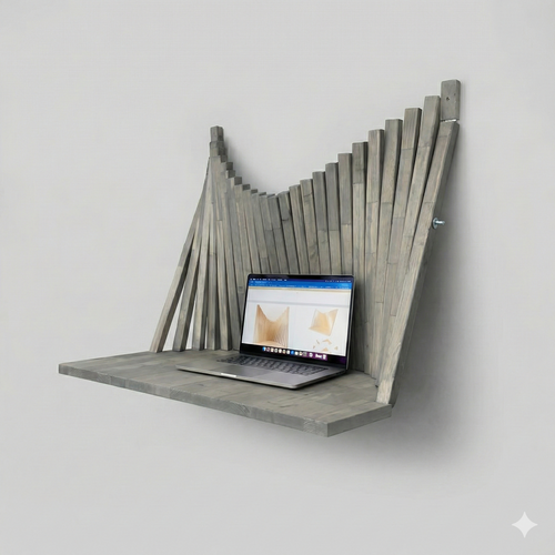 Lunar Gray Parametric Flow Wall Desk – Folding Wall Mounted Desk